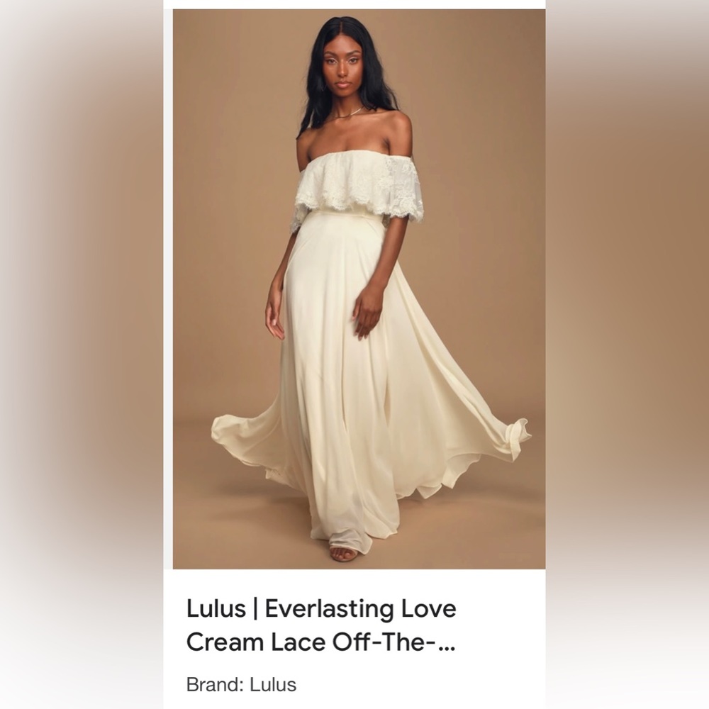 Cream, off-the-shoulder dress, by Lulu’s, size XS